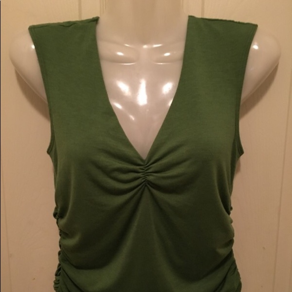 Windsor Green V Neck Top Side Rusching Detail M